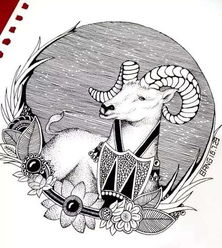 论创意线描的十二生肖