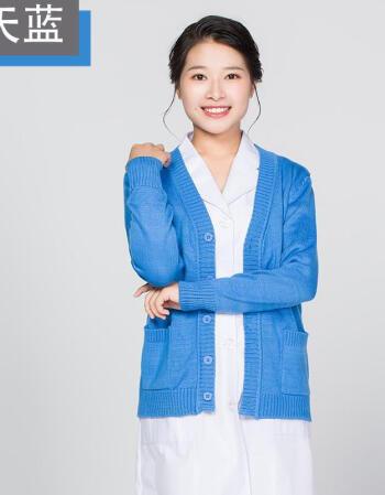 护士毛衣开衫外套护士毛衣加厚外套女医院护士服针织开衫秋冬季藏蓝色