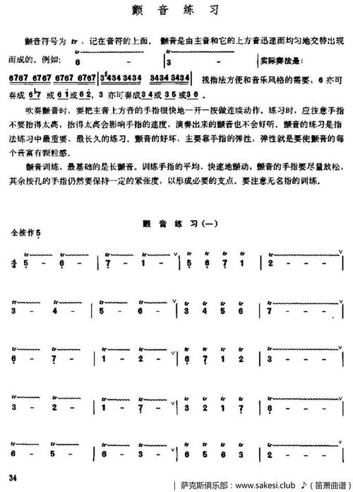 笛子颤音练习-笛箫简谱|笛箫谱