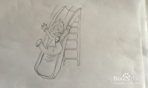 如何画滑滑梯的小朋友