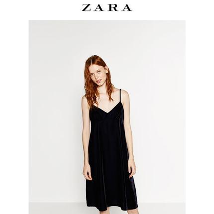 zara 女装 天鹅绒吊带连衣裙 09320229401