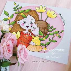 母亲节绘画马克笔贺卡 画画马克笔贺卡