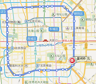 北京市3oo路公交线路图