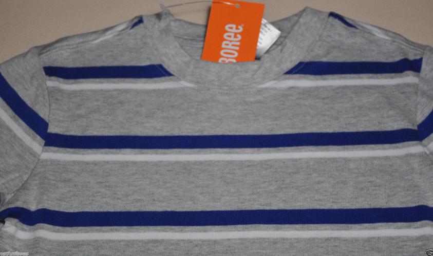boy gray blue white striped tee shirt size 3 nwt top boys short