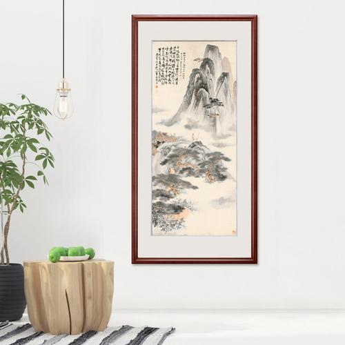 中式过道玄关山水画装饰画黄山国画张大千