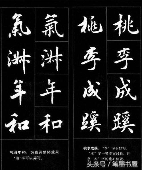 行书和楷书对照书写