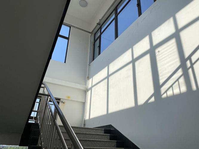 教学楼,窗户和对面窗户的影子