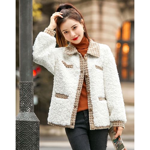 moho&mo沫晗依美2021冬新款仿羊羔毛柔软加厚保暖小香风休闲外套