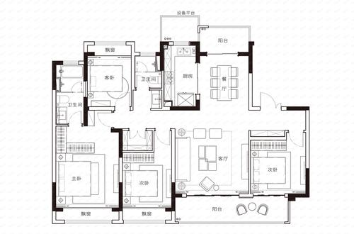 万达西区class4室2厅2卫户型图 - 扬州乐居
