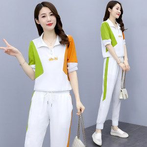 套装时尚洋气套装女夏装2021新款女装减龄束脚裤运动两件套ins,女装