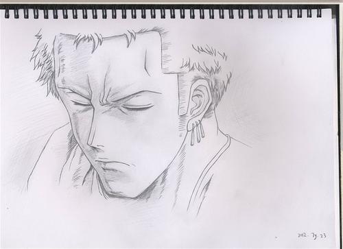 索隆卡通简笔画素描