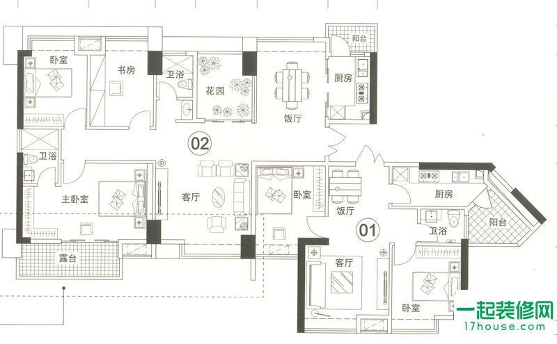 佛山新房 东方水岸楼盘户型 东方水岸户型图4座03单元 3室2厅2卫1厨