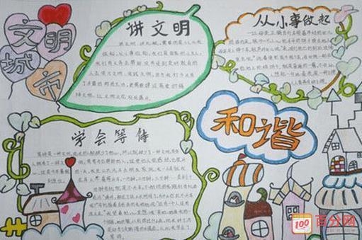 二年级小学生创文明城市手抄报图片