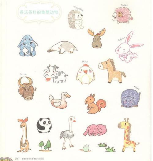 食草动物简笔画(简约型文化普通难度)-陆地动物_千千