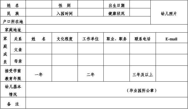 市区幼儿园学前教育登记证明(学前教育证明)
