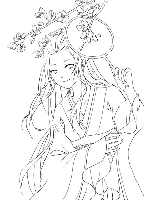 线稿# #古风# 古风女子 线稿大全,漫画上色线稿大全,上色素材,橡皮章