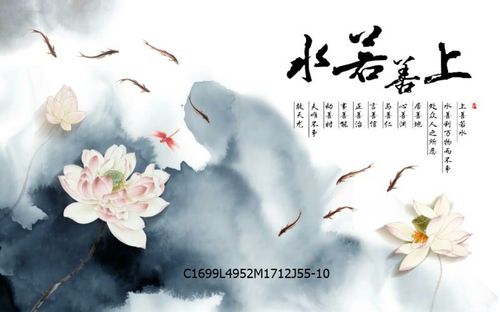 c169l949m52-a新中式唯美上善若水水墨荷九鱼