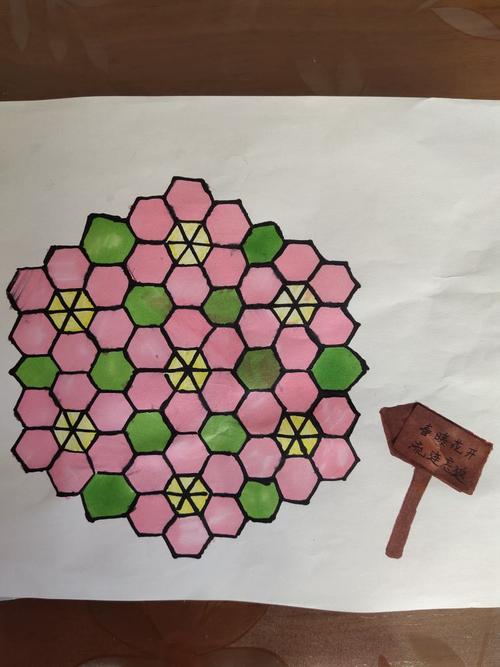 要求: (1)请同学们在a4纸上用图形密铺知识,设计一个杜鹃花之约的