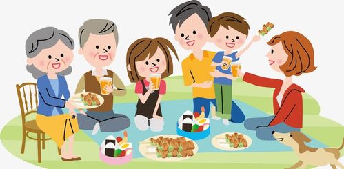 春天立春绿色踏青宣传促销装饰插画花朵绿叶家人野餐聚会