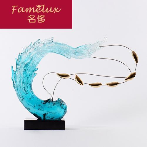 现代波浪雕塑摆件抽象酒店售楼部大厅会所玄关艺术品家居wl0725