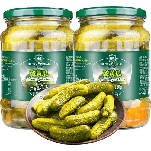 5折亨利摩根进口0脂肪俄式酸黄瓜720g2罐酸青瓜汉堡酱咸菜酱瓜