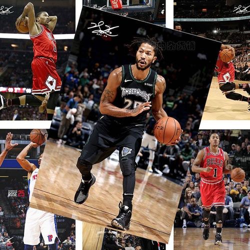 新款罗斯海报篮球nba公牛队后卫德里克 罗斯玫瑰海报