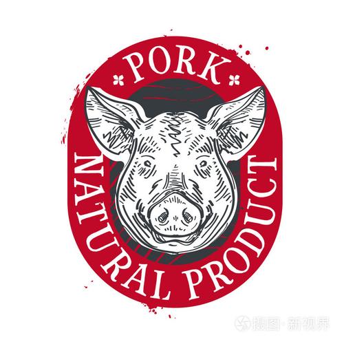猪肉矢量 logo 设计模板.猪或肉的图标