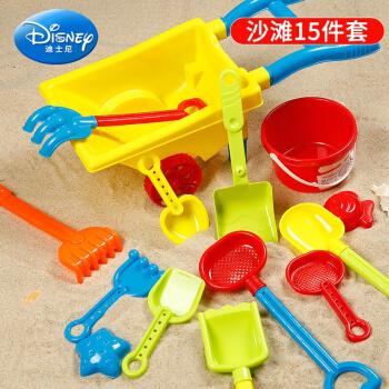 迪士尼儿童沙滩玩具套装沙子决明子宝宝玩沙工具大号挖沙铲子和桶车