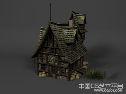 【新提醒】中世纪老房子青瓦欧式木房子古建筑写实场景模型下载-场景