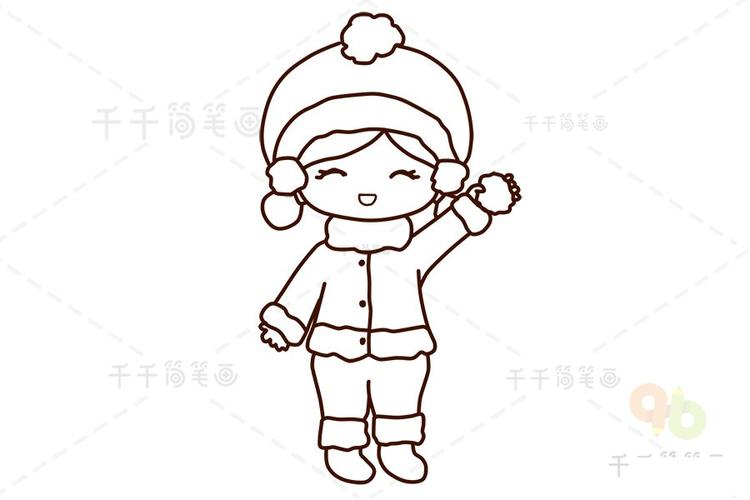 冬天的小女孩简笔画