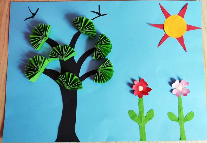 我和妈妈制作的这个彩纸贴画,是不是犹如现在美丽的春天呢?