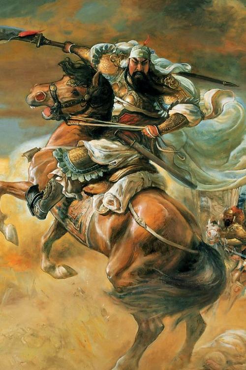 传统历史人物关公骑马纹身图片