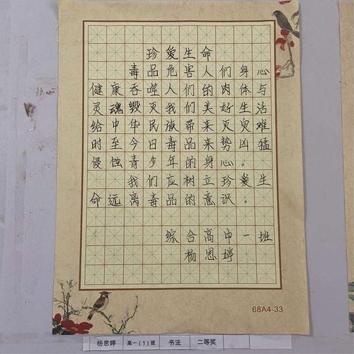 三校区开展"健康人生,绿色无毒"禁毒主题书画作品有奖