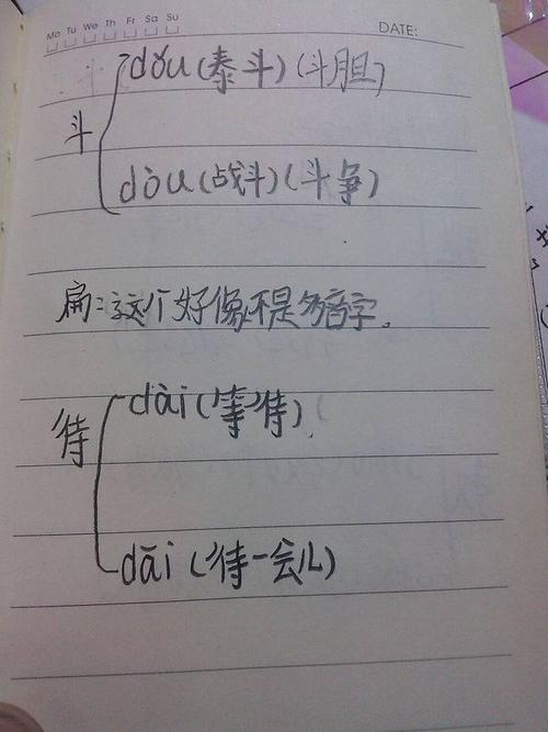 多音字组词,斗,扁,待,见,扫,挑,教,强,假,笼,骨,空,切,场,撒,朝,舍,缝