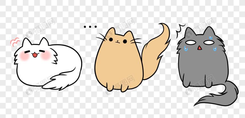 喵喵炸毛惊愕开心白黄灰长毛波斯猫三件套