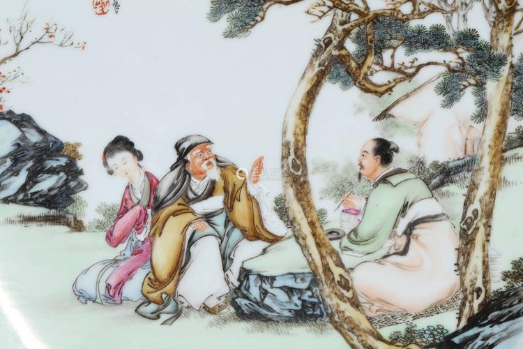 民国 王锡良粉彩伏生授经图盘