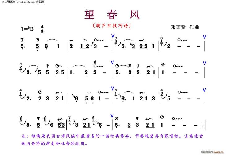 望春风(葫芦丝技巧谱)