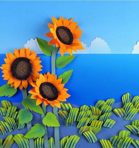 漂亮的手工海绵纸贴画图片,百年好合百合花