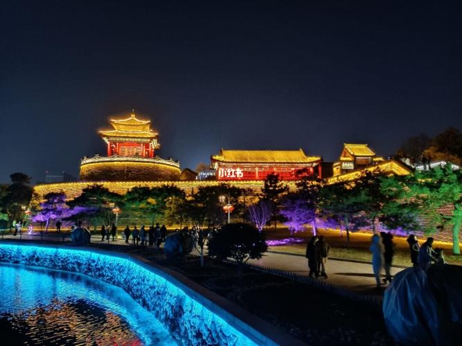 邯郸丛台_丛台公园_夜景_出行_人文风光展示