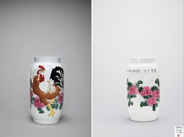 lot号 7858 作品名称 2008年 熊钢如 粉彩"富贵大吉"瓶 作者