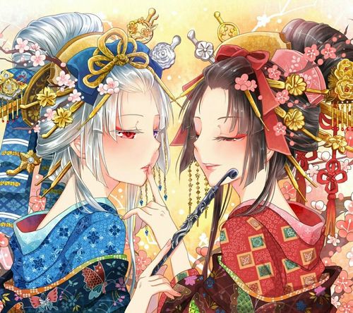 求图,两张,一对双胞胎动漫美少女,上半身. 来自花瓣.