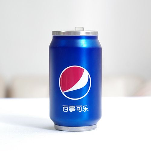 猫可爱卡通易拉罐学生儿童成人吸管水杯子定制蒙馨百丽 300ml百事可乐