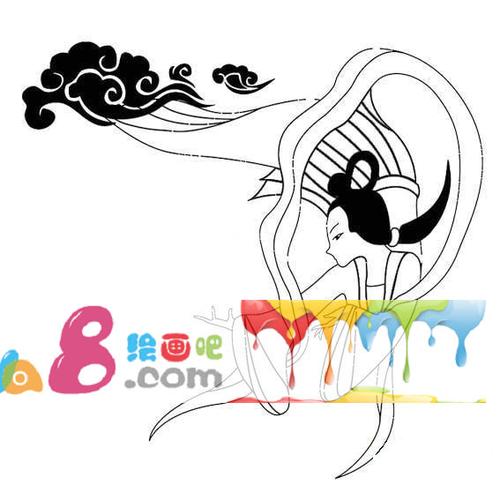 卡通嫦娥和玉兔简笔画怎么画简笔画教程_绘画吧-画画