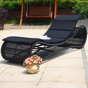 户外藤编铁艺躺椅泳池海边躺床沙滩椅休闲高端酒店私人别墅阳光椅