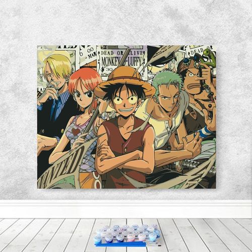 diy数字油画卡通动漫手工减压填充上色手绘填色油彩装饰画海贼王