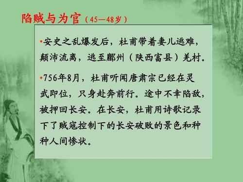 杜甫(介绍杜甫生平,经历影响)ppt