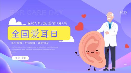 紫色卡通风全国爱耳日节日宣传动态通用ppt.pptx 23页