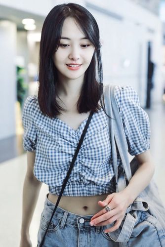 2020夏季新款郑爽同款时尚套装修身格子衬衫 牛仔裤两件套女