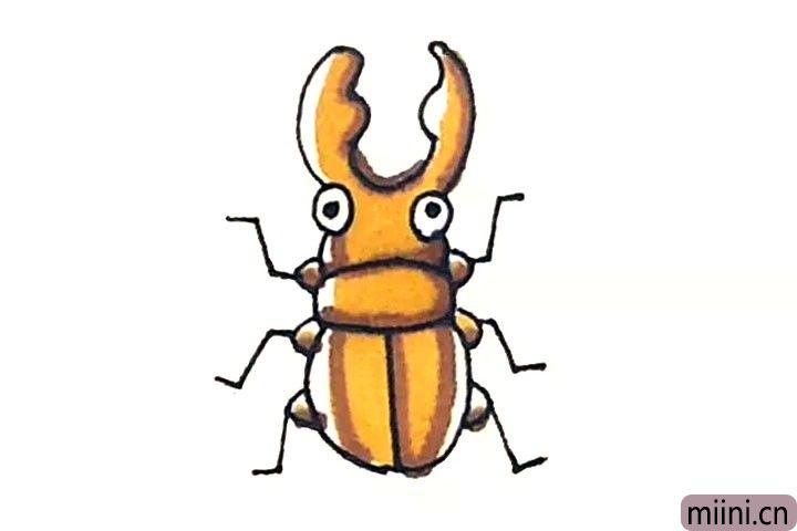 锹形甲虫简笔画步骤教程