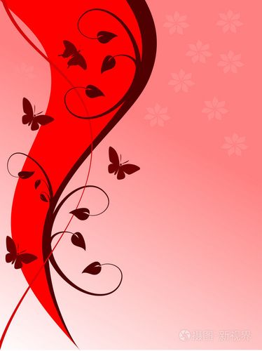 红色花卉背景图